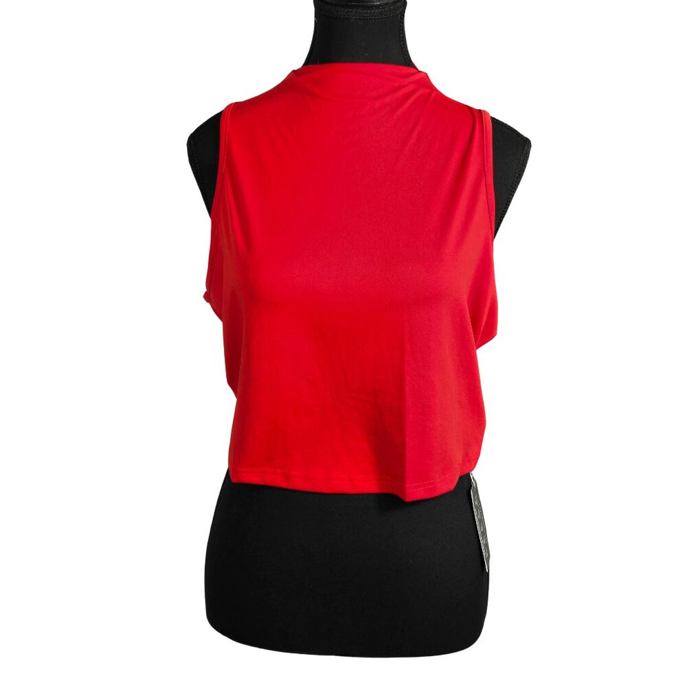 NWT | High-Neck Crop Top | Mock Neck | Active Basics | Red | Large